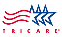 The image displays a logo with text elements, featuring an American flag motif and the word 'TRICARE' prominently displayed, along with the acronym 'AAA' and some other text that is partially obscured.
